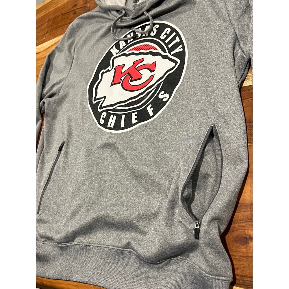 NFL Team Apparel Kansas City Chiefs Hoodie Mens Large Gray Fleece Lined RN126673 - Picture 4 of 11